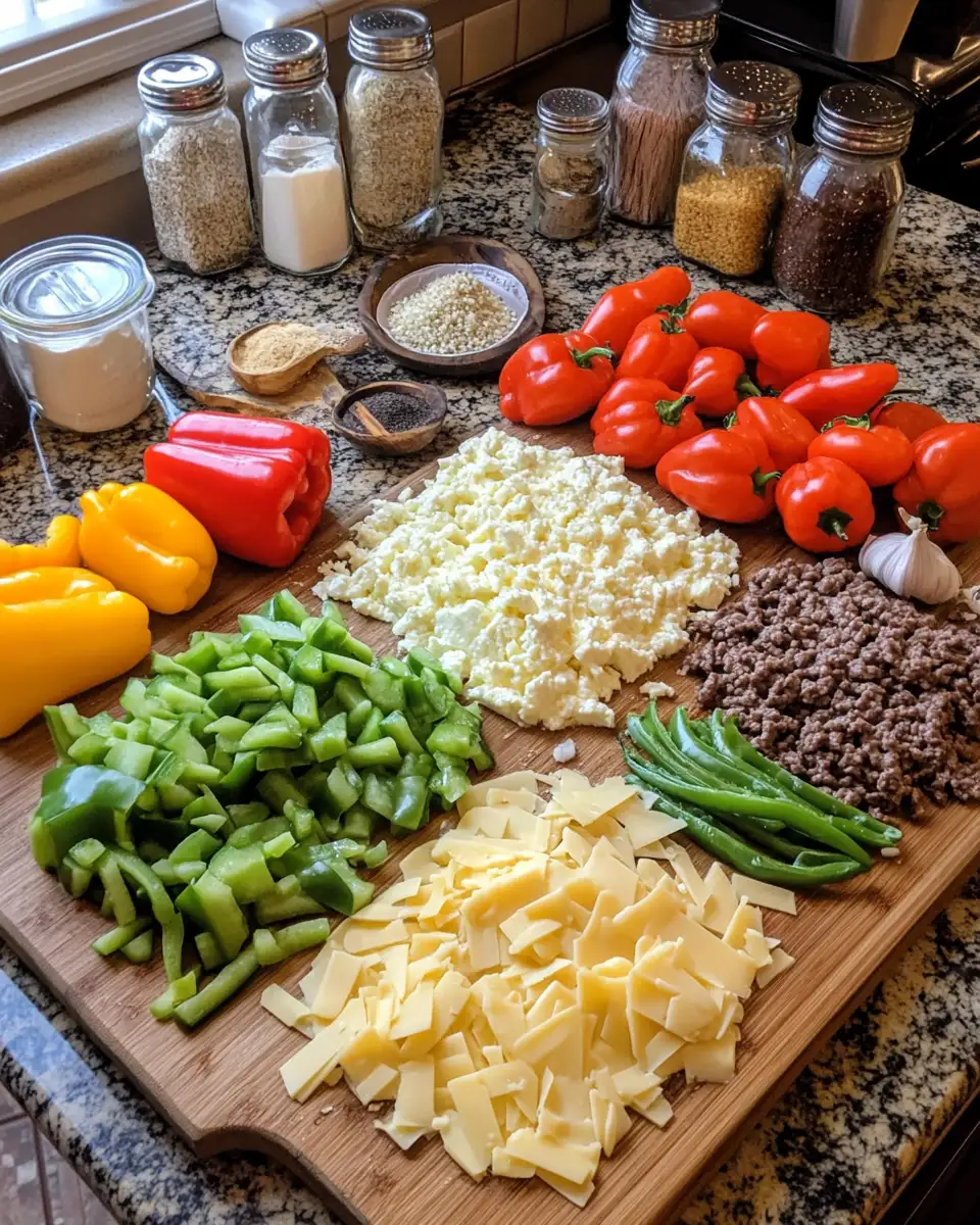 Ingredients for Indulge in a Cheesy, Low Carb Delight: Philly Cheesesteak Casserole Bliss