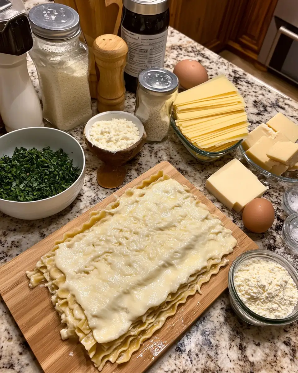 Layers of Love: Indulgent Chicken Alfredo Lasagna 4 Ingredients for Layers of Love: Indulgent Chicken Alfredo Lasagna