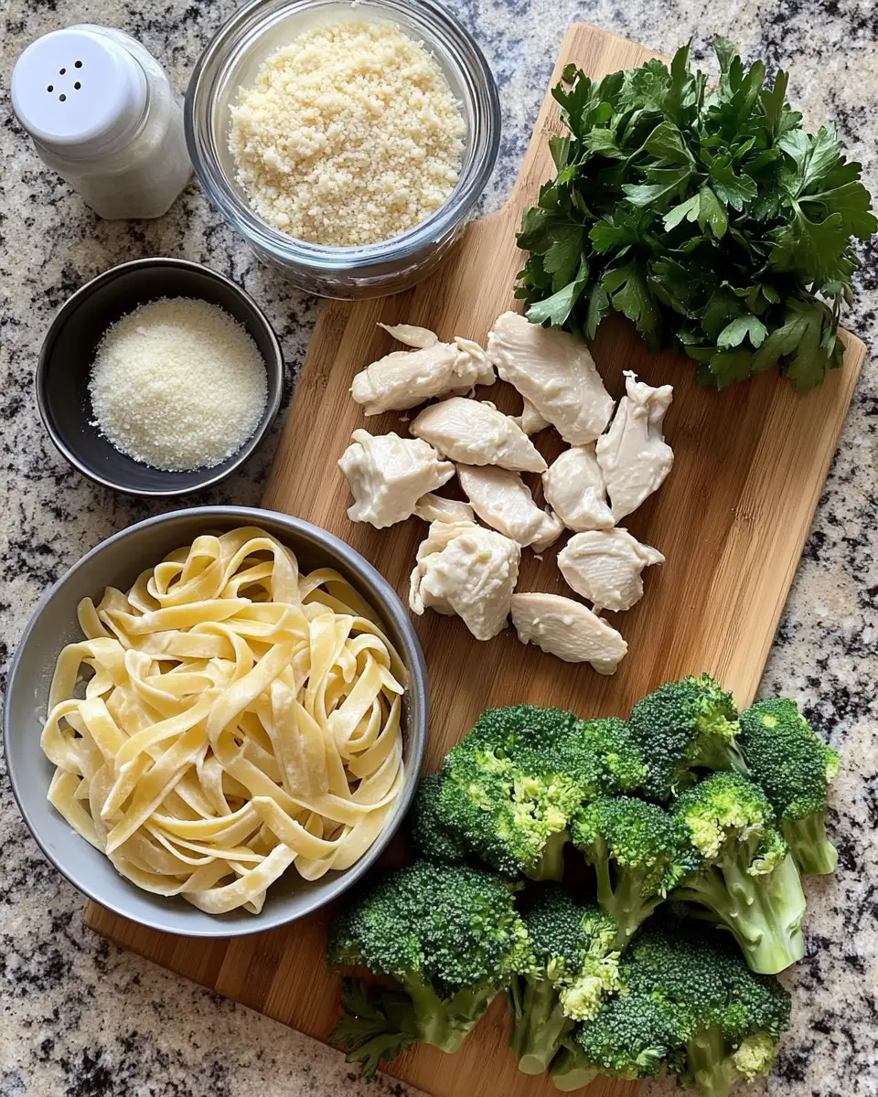 Ingredients for Creamy Chicken Broccoli Alfredo: A Weeknight Dinner Delight