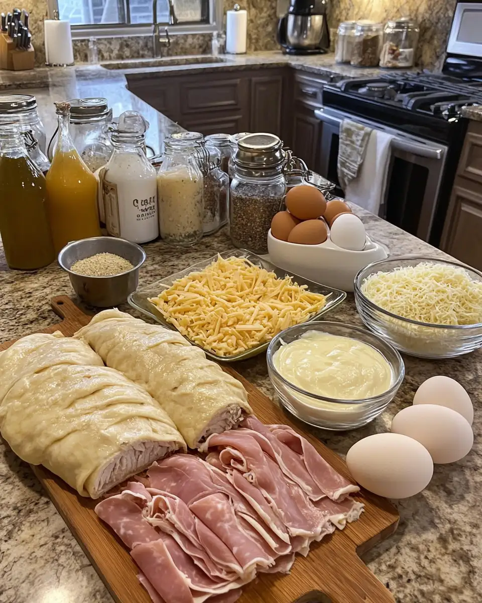 Ingredients for Unveil the Ultimate Fusion: Chicken Cordon Bleu Stromboli Delight