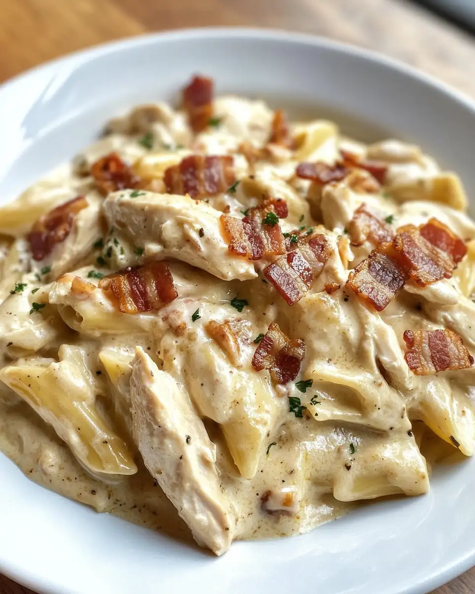 Indulgent Creamy Chicken Pasta with Irresistible Bacon Bliss 7 Final dish - Indulgent Creamy Chicken Pasta with Irresistible Bacon Bliss