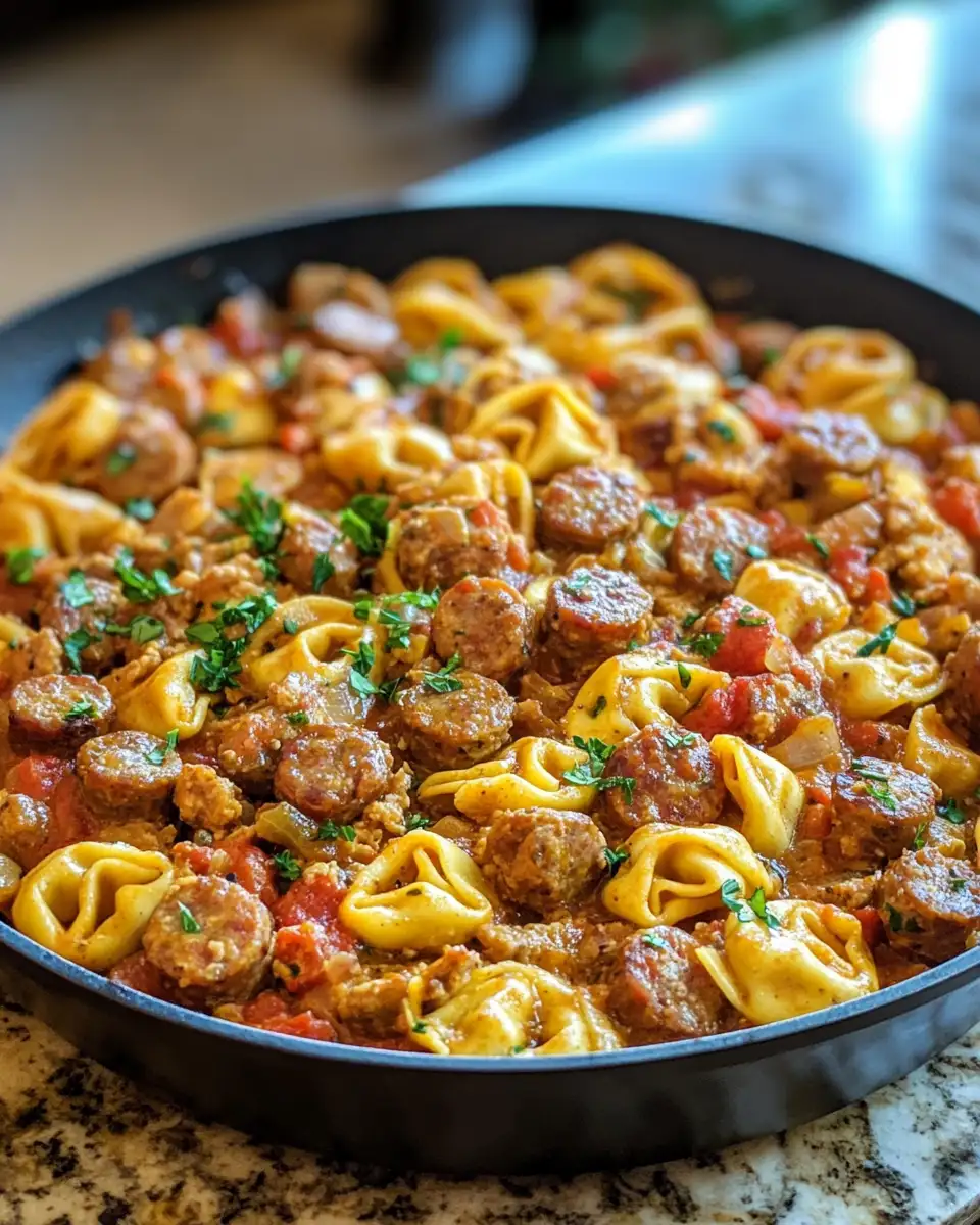 One-Pan Wonder: Creamy Sausage Tortellini Skillet Delight 6 Final dish - One-Pan Wonder: Creamy Sausage Tortellini Skillet Delight