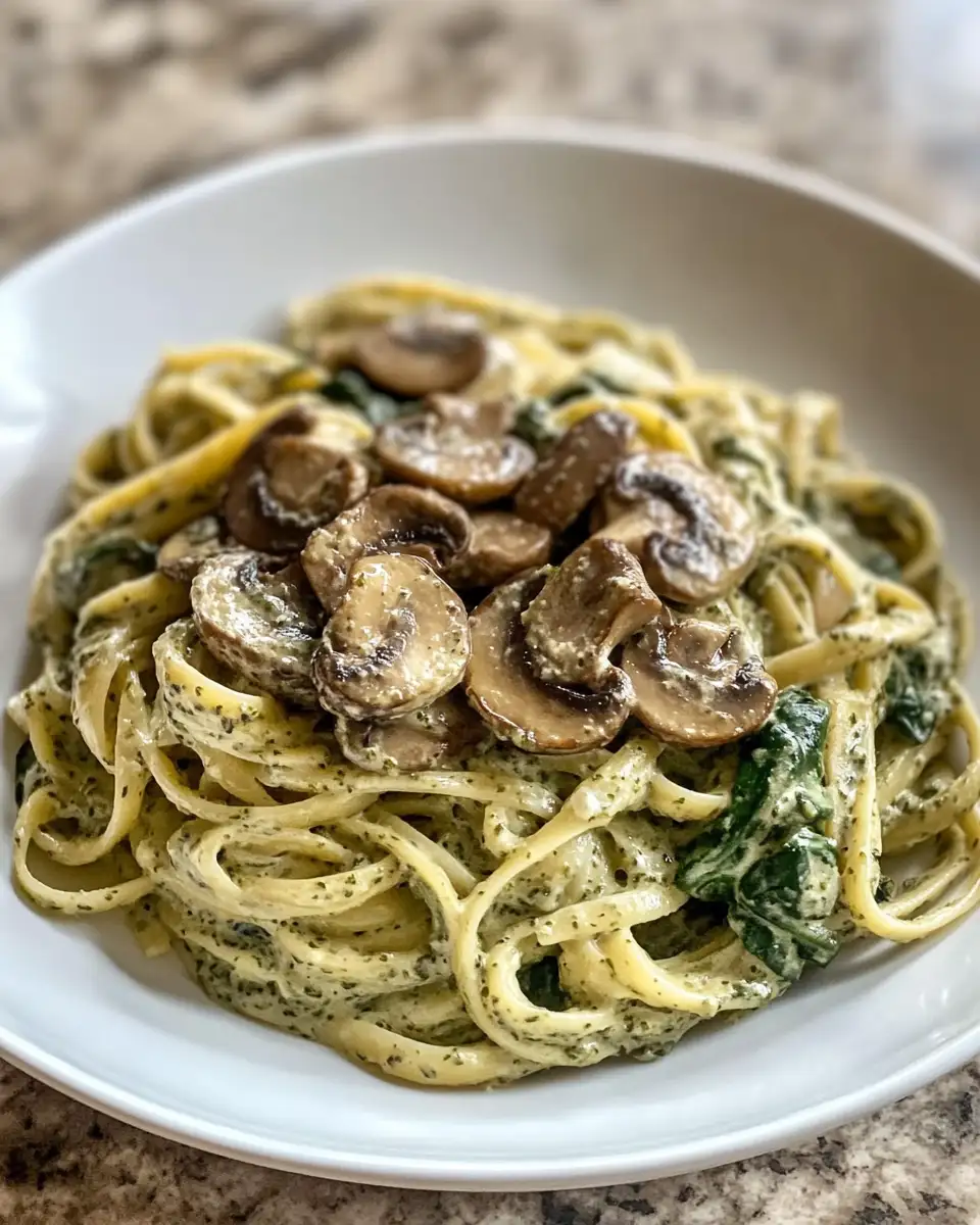 Indulge in the Ultimate Creamy Spinach Mushroom Pasta Delight 6 Final dish - Indulge in the Ultimate Creamy Spinach Mushroom Pasta Delight