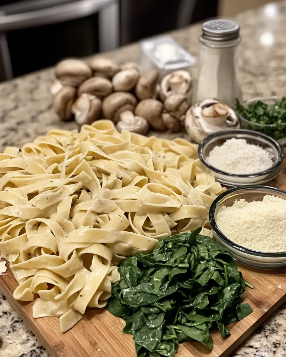Indulge in the Ultimate Creamy Spinach Mushroom Pasta Delight 4 Ingredients for Indulge in the Ultimate Creamy Spinach Mushroom Pasta Delight