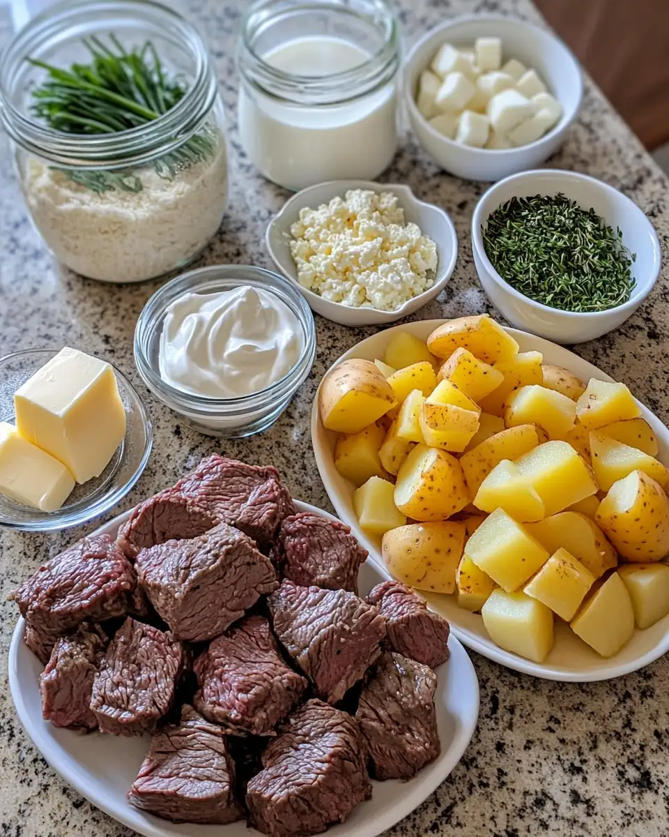 Ingredients for Savor the Comfort: Crockpot Loaded Steak and Potato Bake Bliss