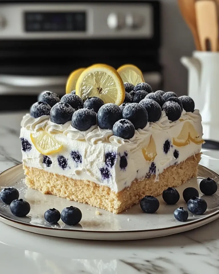 Heavenly No-Bake Lemon Blueberry Cream Cake Delight - Featured Image