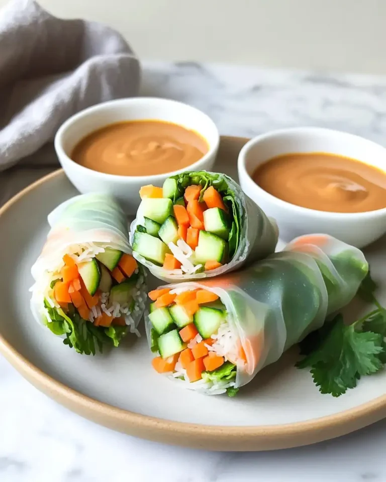Crunchy Vegetable Spring Rolls with Irresistible Peanut Sauce - Featured Image