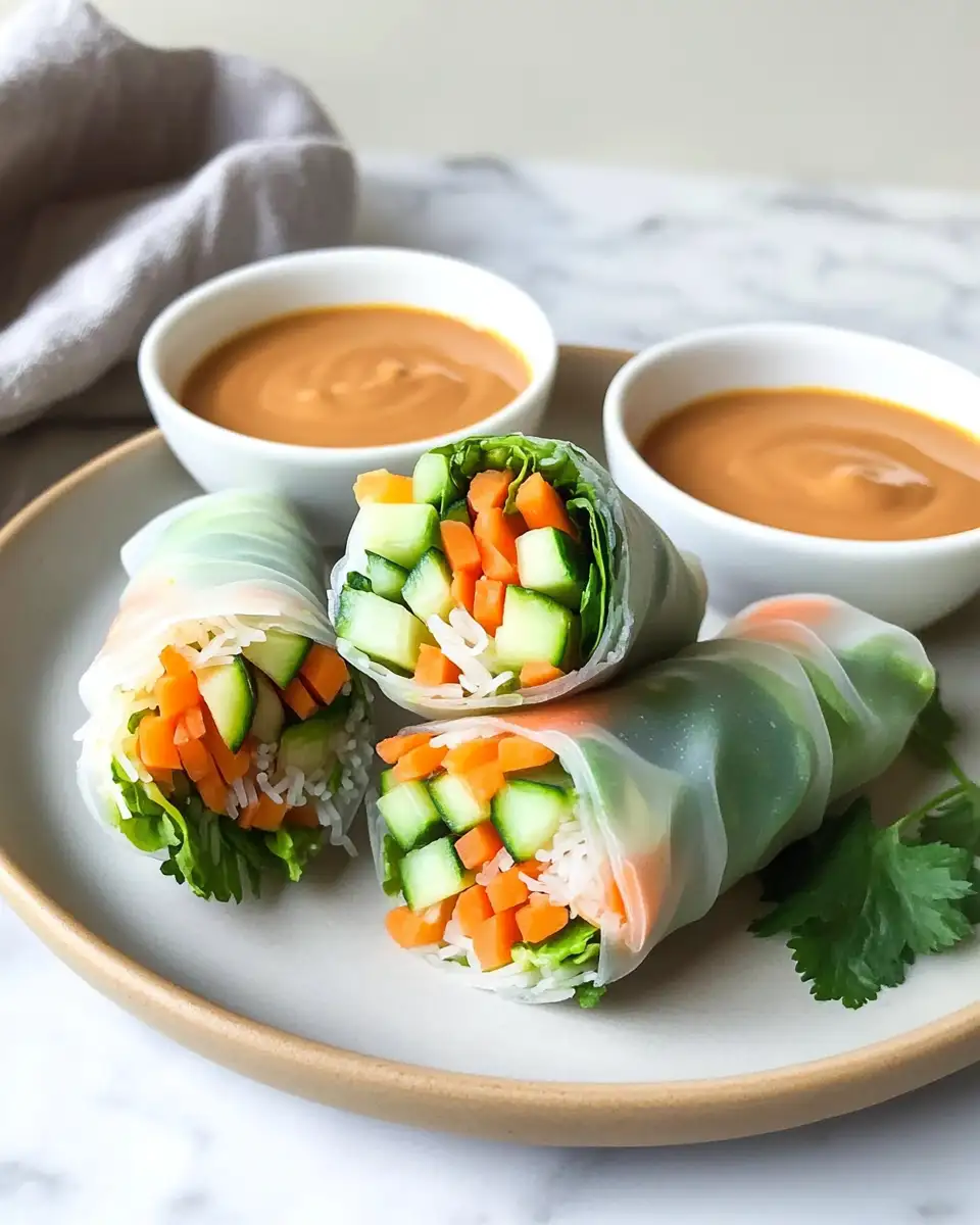 Crunchy Vegetable Spring Rolls with Irresistible Peanut Sauce - Featured Image