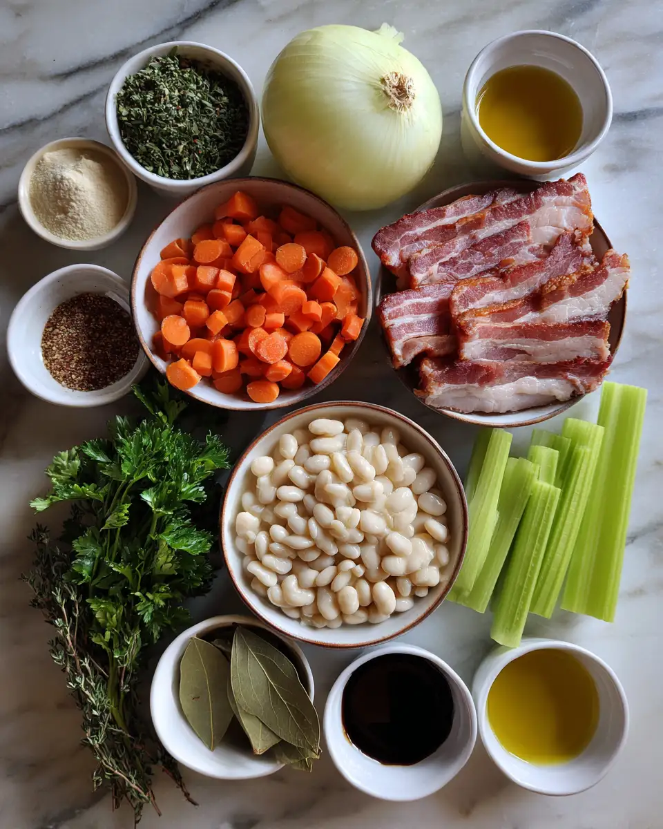 Hearty Comfort in a Bowl: Bacon and White Bean Soup Delight 5 Ingredients for Hearty Comfort in a Bowl: Bacon and White Bean Soup Delight