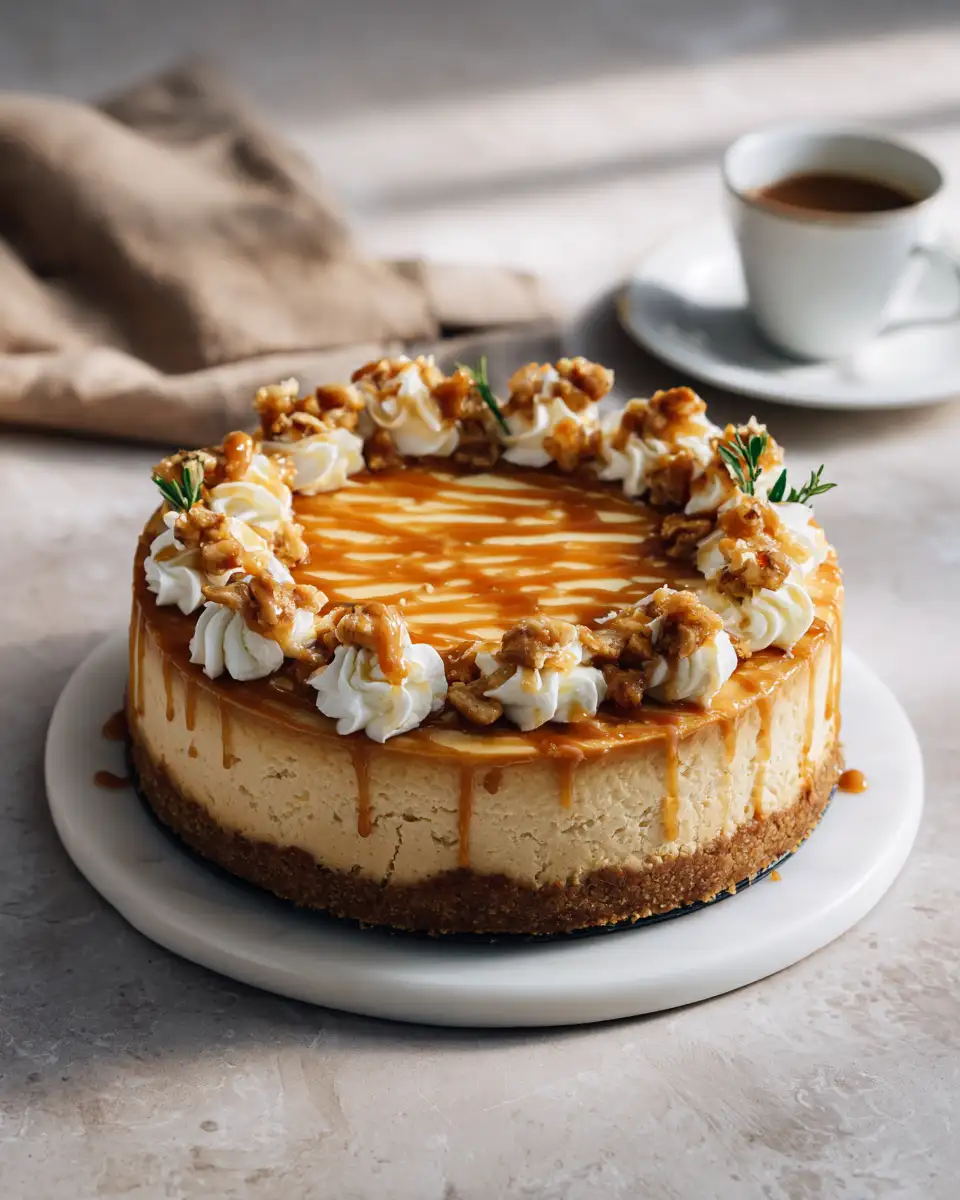 Indulge in Autumn Bliss with Caramel Pumpkin Apple Cheesecake 2 Final dish - Indulge in Autumn Bliss with Caramel Pumpkin Apple Cheesecake
