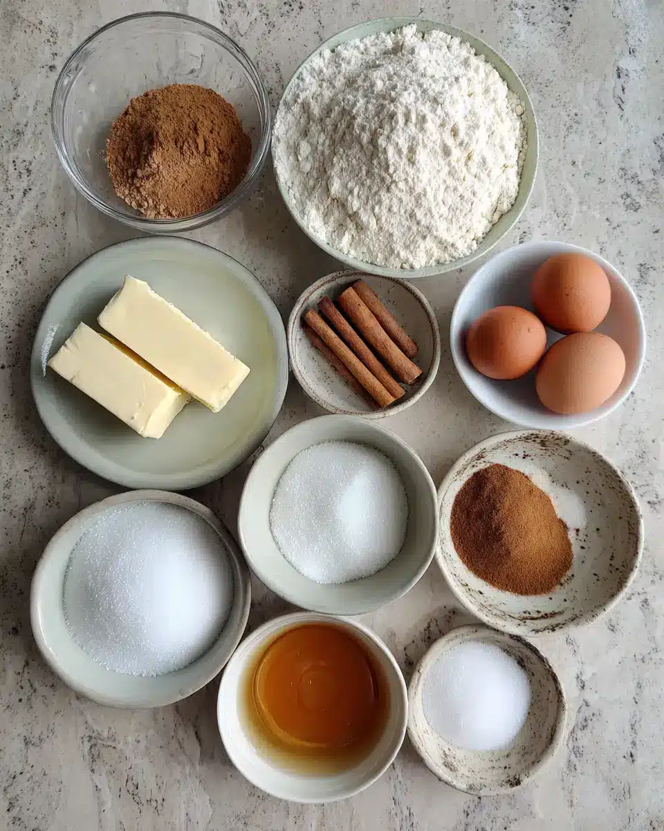 Ingredients for Irresistibly Soft and Chewy Snickerdoodle Cookie Bars Recipe