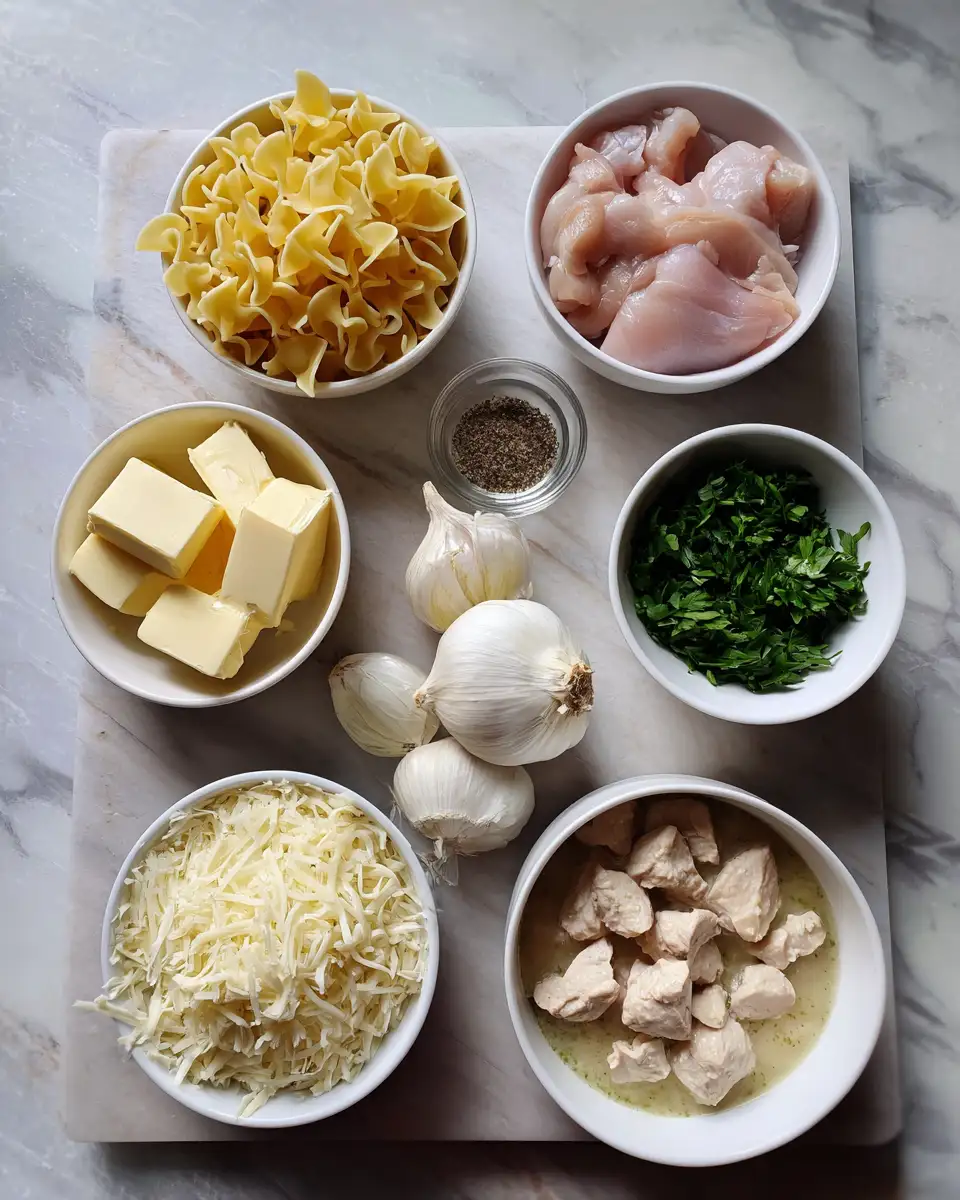 Ingredients for Irresistibly Creamy: The Ultimate Chicken Buttered Noodles Recipe
