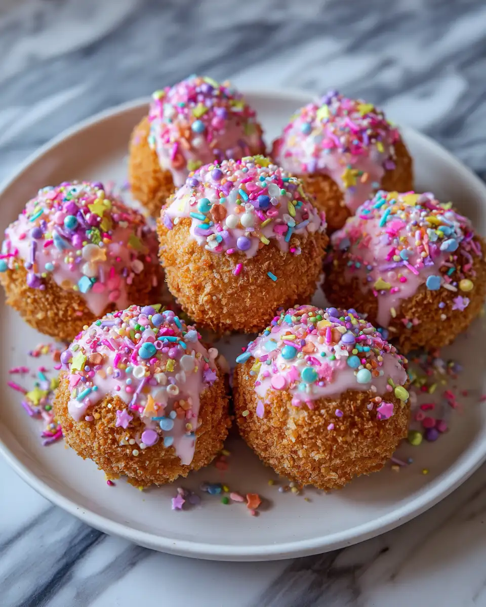 Final dish - Irresistible Crispy Cotton Candy Cheesecake Bombs Recipe You Have to Try