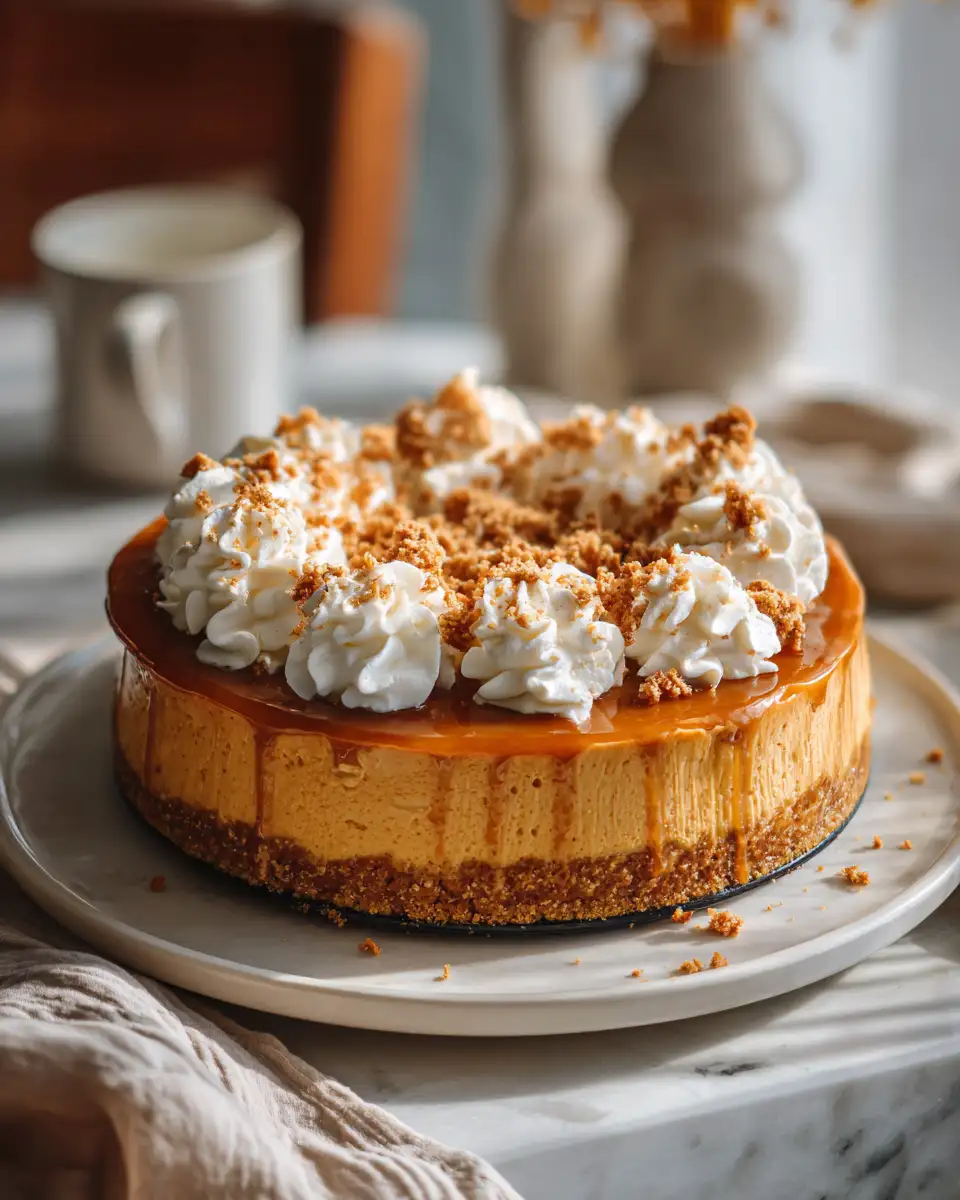 Final dish - Effortless Delight: Indulge in This Easy No Bake Pumpkin Pie Cheesecake Recipe