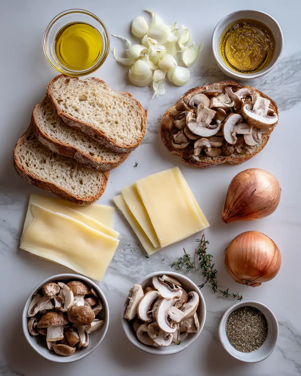Ingredients for Melt-in-Your-Mouth Delight Easy Swiss Mushroom Melt Recipe