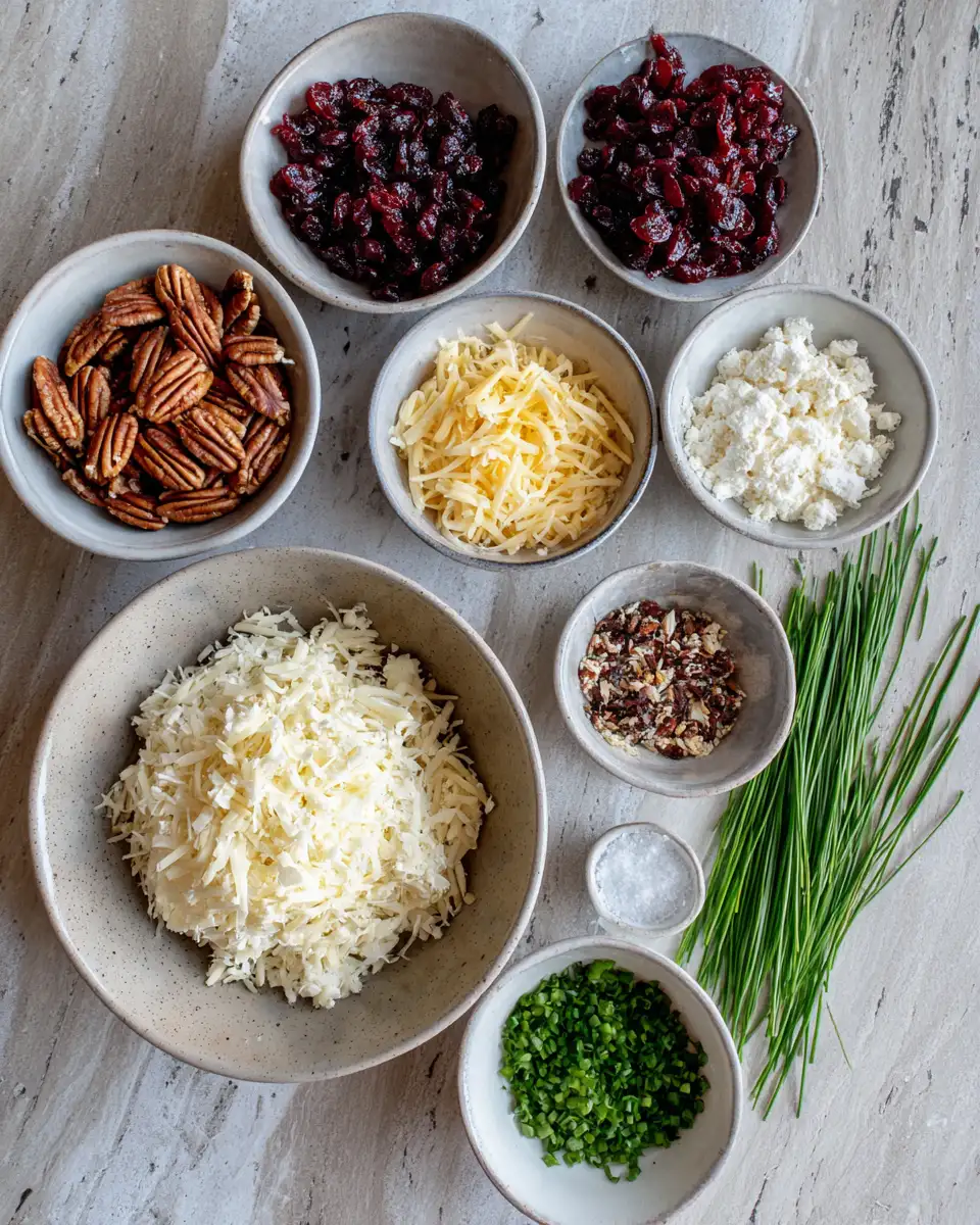 Ingredients for Cranberry and Pecan Cheese Ball: The Ultimate Festive Party Starter