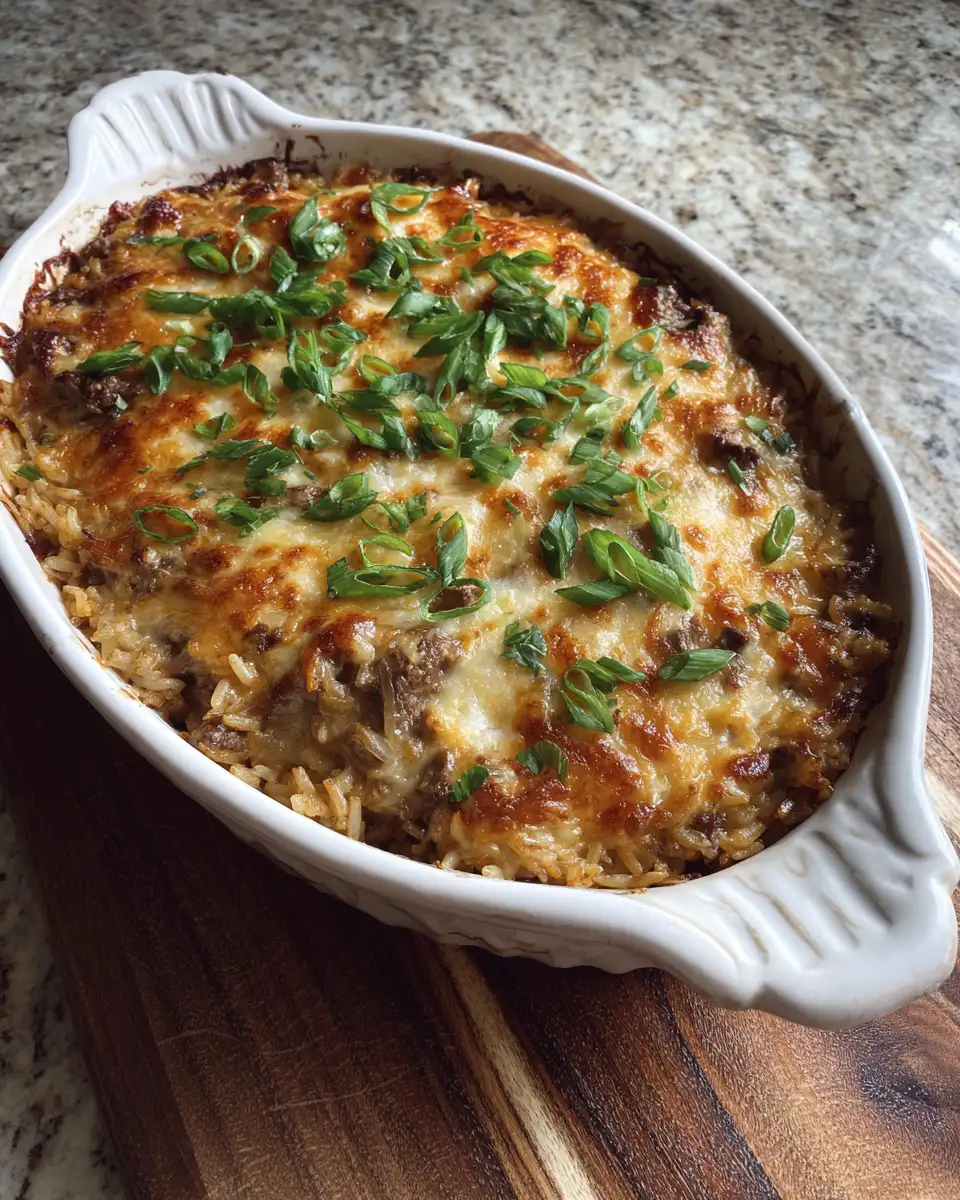 Final dish - Savor the Flavor: French Onion Beef Rice Casserole Delight