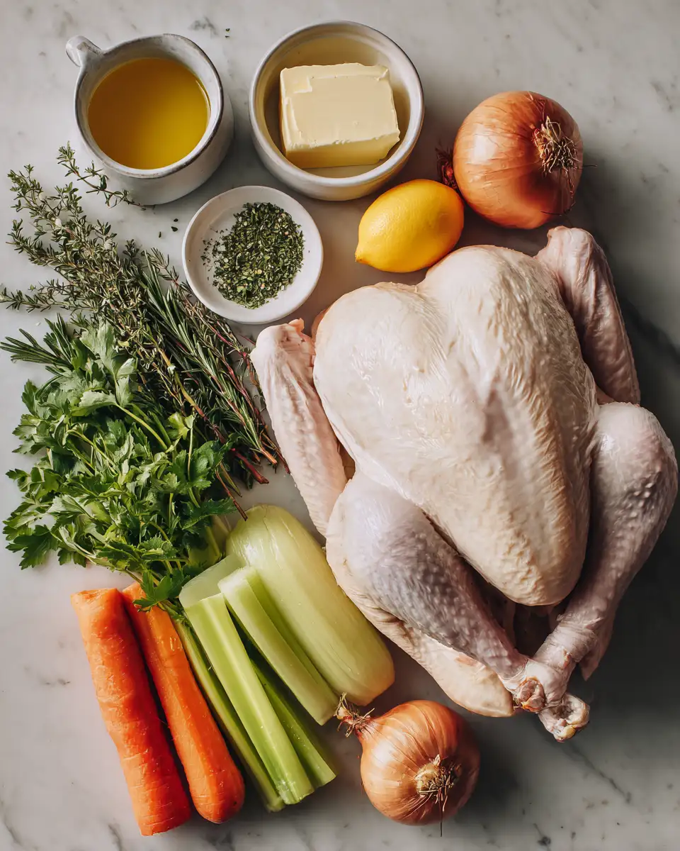 Ingredients for Ultimate Garlic Herb Butter Roast Turkey Recipe for Holiday Perfection