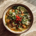 Final dish - Healing Ginger Garlic Broth with Rice Noodles A Soothing Bowl of Wellness