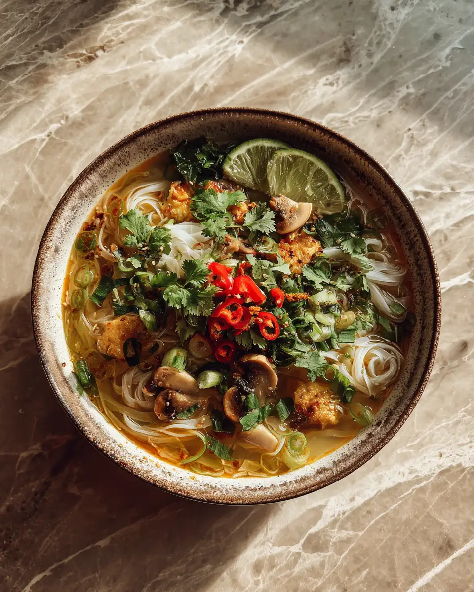 Final dish - Healing Ginger Garlic Broth with Rice Noodles A Soothing Bowl of Wellness