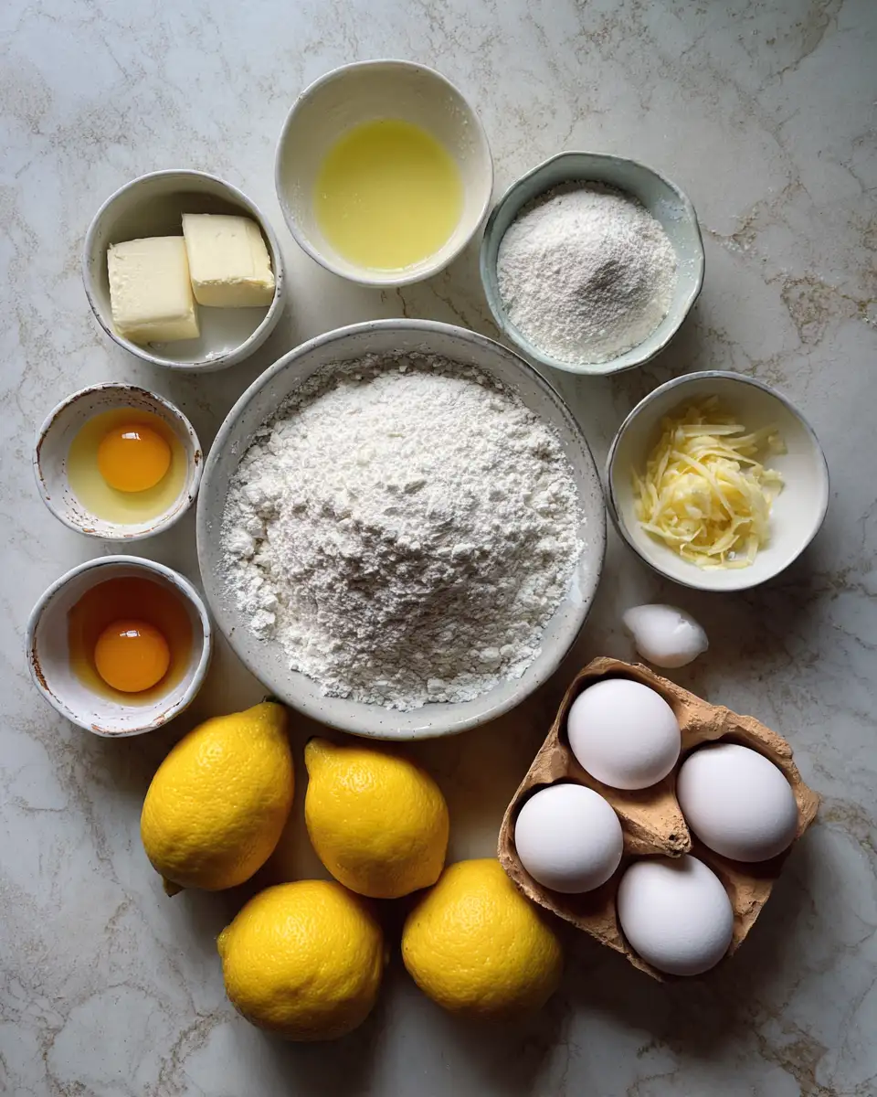 Ingredients for Irresistibly Luscious Homemade Moist Lemon Cake for Dessert