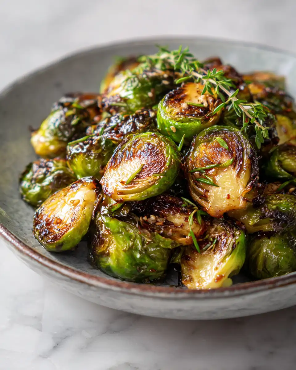 Final dish - Sweet Heat Delight Hot Honey Brussels Sprouts Recipe