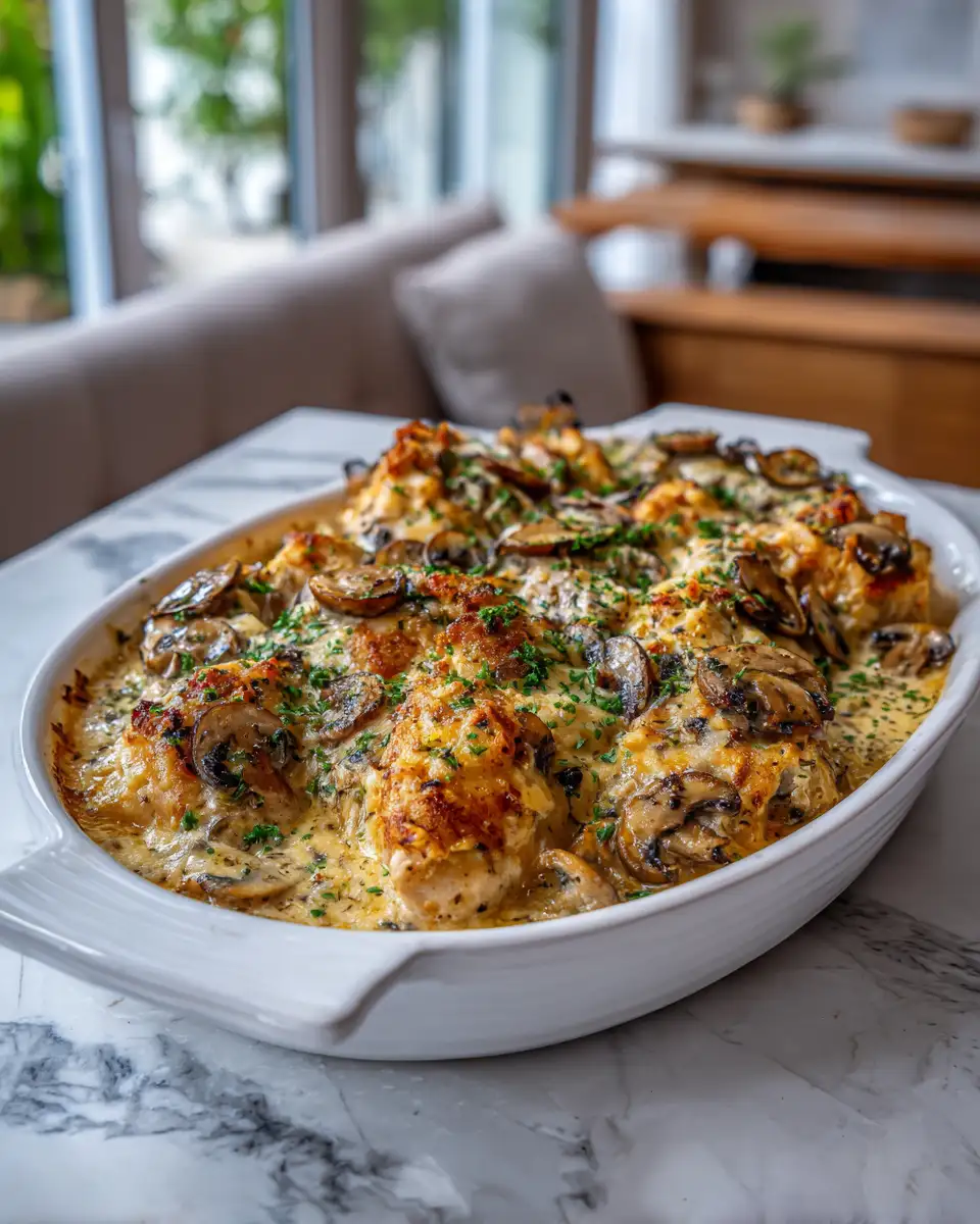 Creamy Keto Garlic Mushroom Chicken Casserole Delight - Featured Image