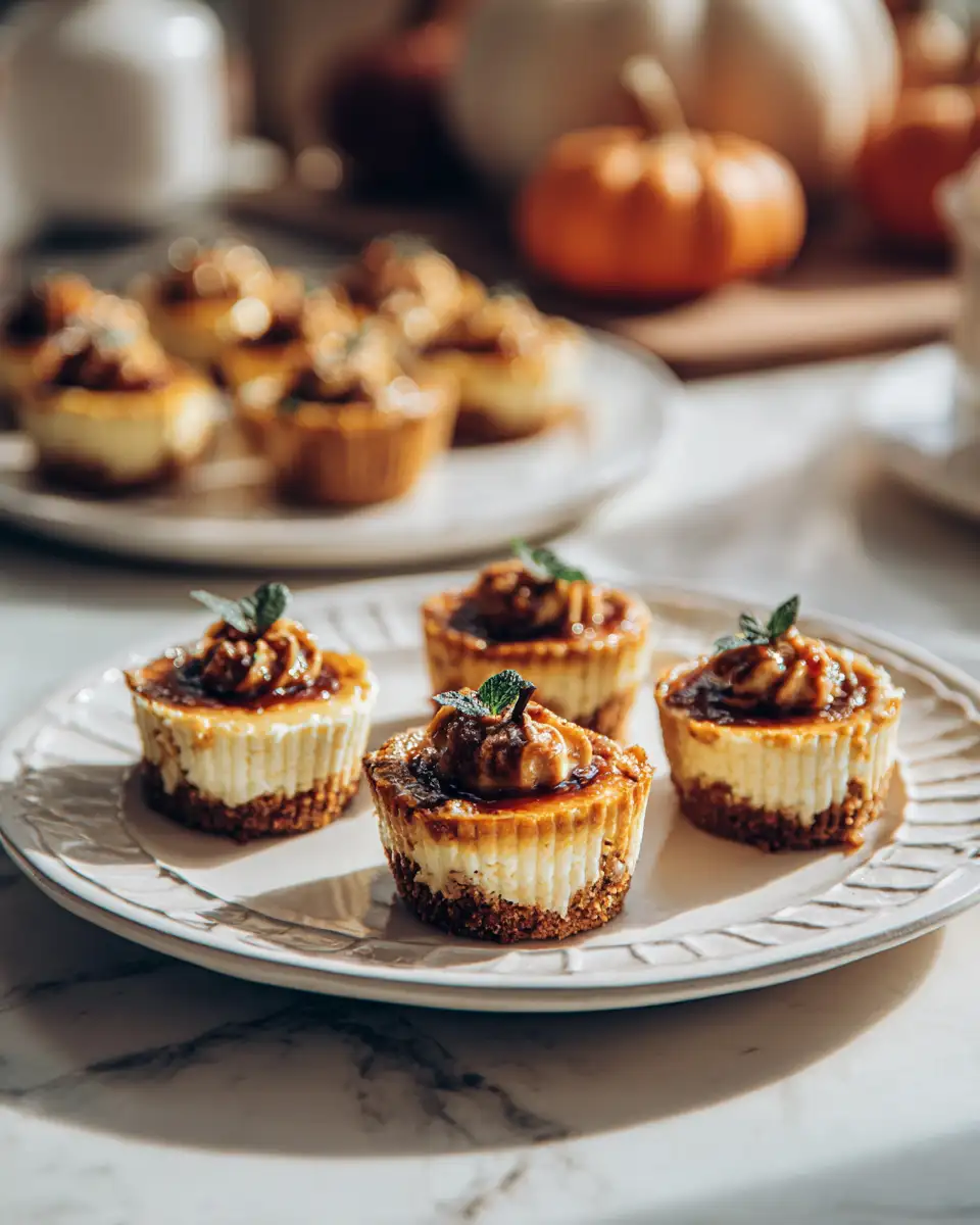 Final dish - Indulge in Autumn Delight with Mini Pumpkin Swirled Cheesecakes