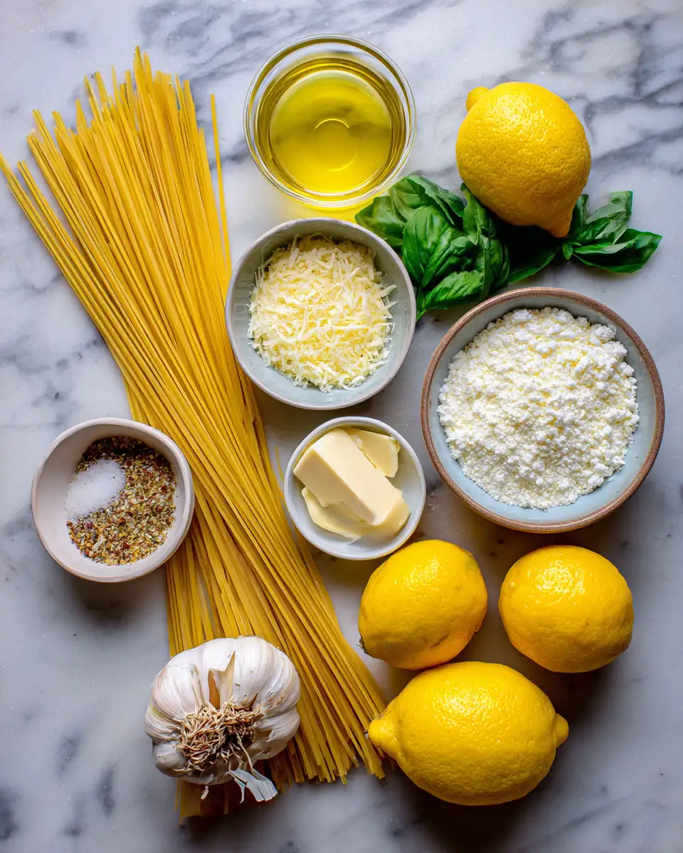 Ingredients for Zesty Lemon Pasta Recipe That Will Brighten Your Dinner Table