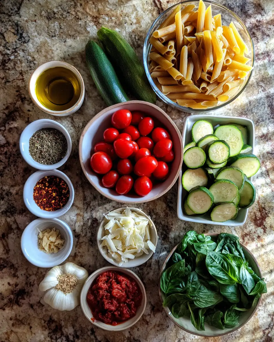 Ingredients for Slim & Savory: Your Ultimate Low-Cal Pasta Recipe