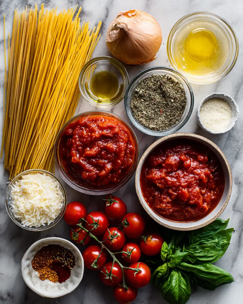 Ingredients for Perfectly Saucy: Irresistible Pasta Recipe with Homemade Marinara