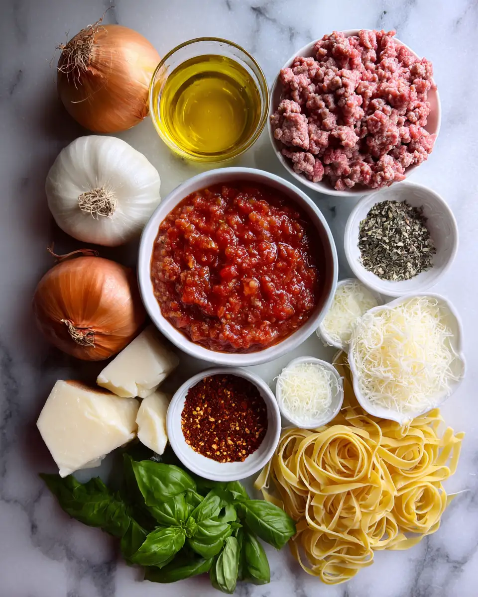 Ingredients for Irresistible Meat Lovers' Pasta Recipe: A Savory Delight