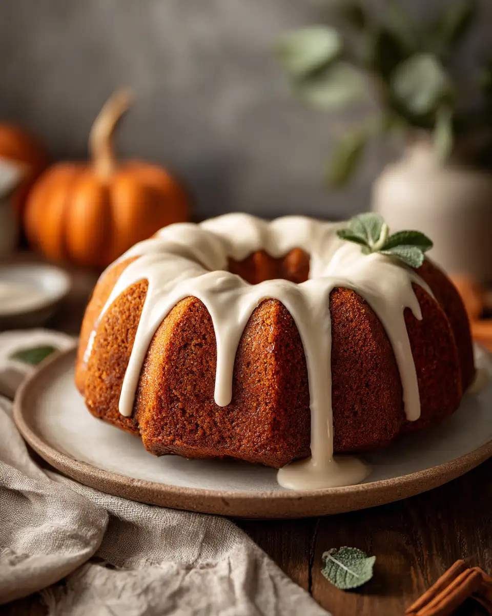 Final dish - Irresistibly Moist Pumpkin Cream Cheese Bundt Cake Recipe
