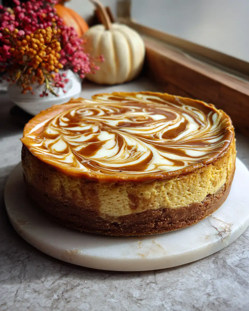 Indulge in Autumn Bliss with This Pumpkin Swirl Cheesecake Recipe 5 Final dish - Indulge in Autumn Bliss with This Pumpkin Swirl Cheesecake Recipe
