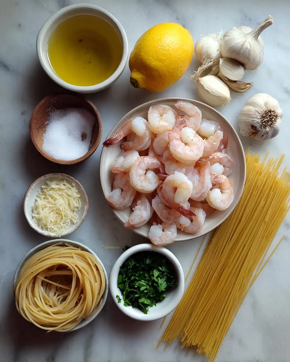 Ingredients for Speedy Shrimp Pasta Delight: Your Go-To Weeknight Dinner