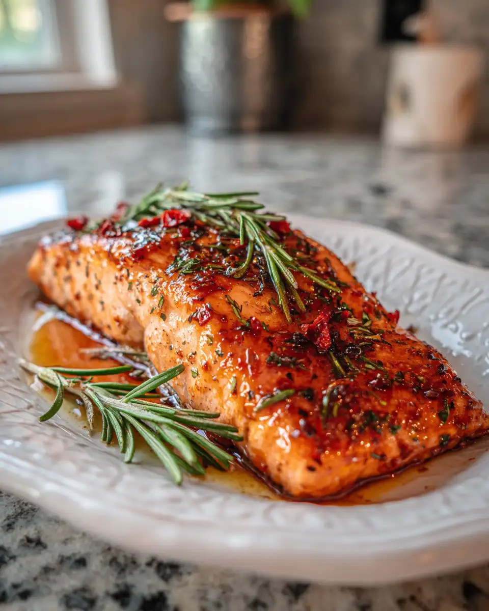 Final dish - Savor the Symphony of Zesty Orange Rosemary Glazed Salmon