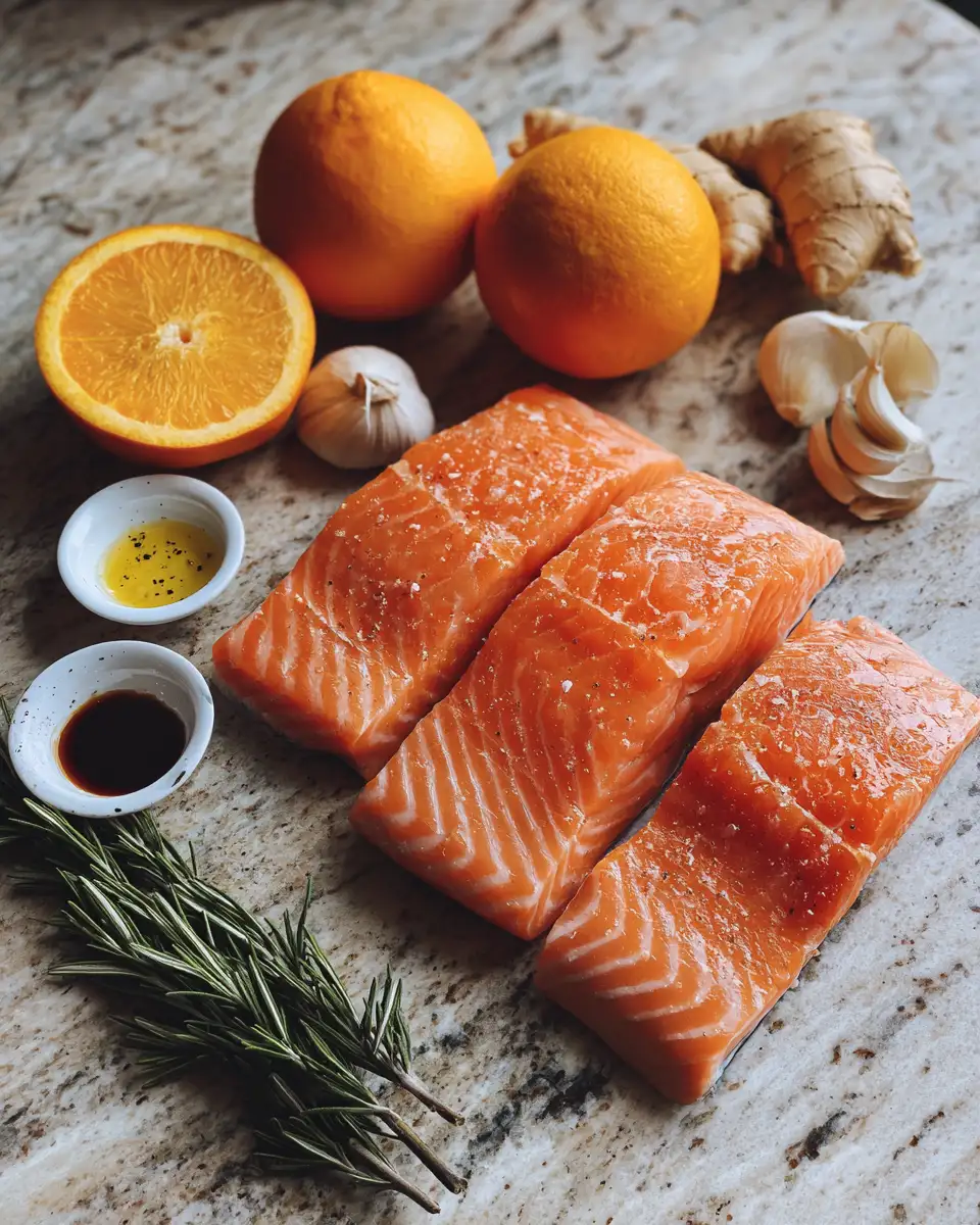 Ingredients for Savor the Symphony of Zesty Orange Rosemary Glazed Salmon