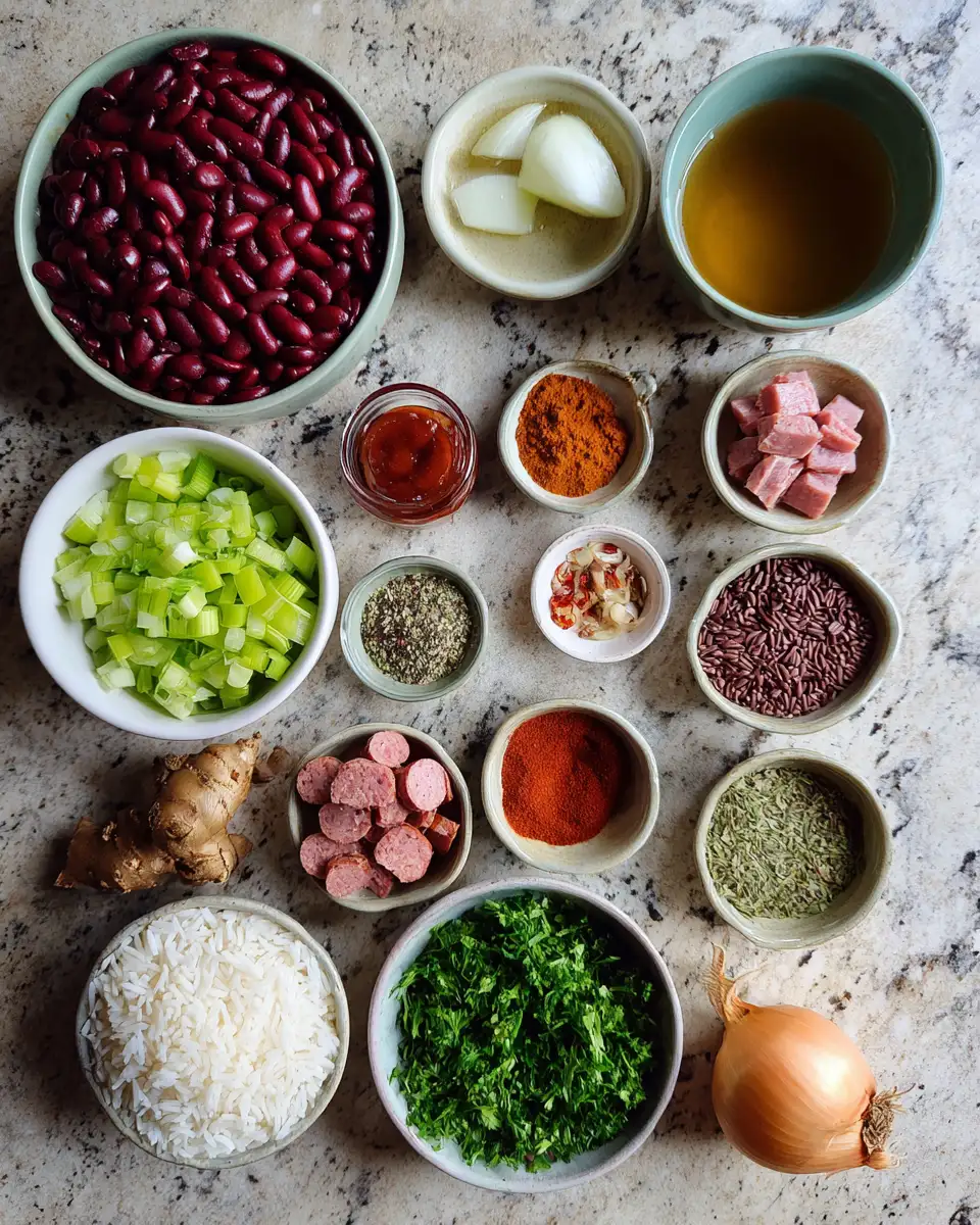 Ingredients for Soulful and Savory Authentic Red Beans and Rice Recipe to Savor