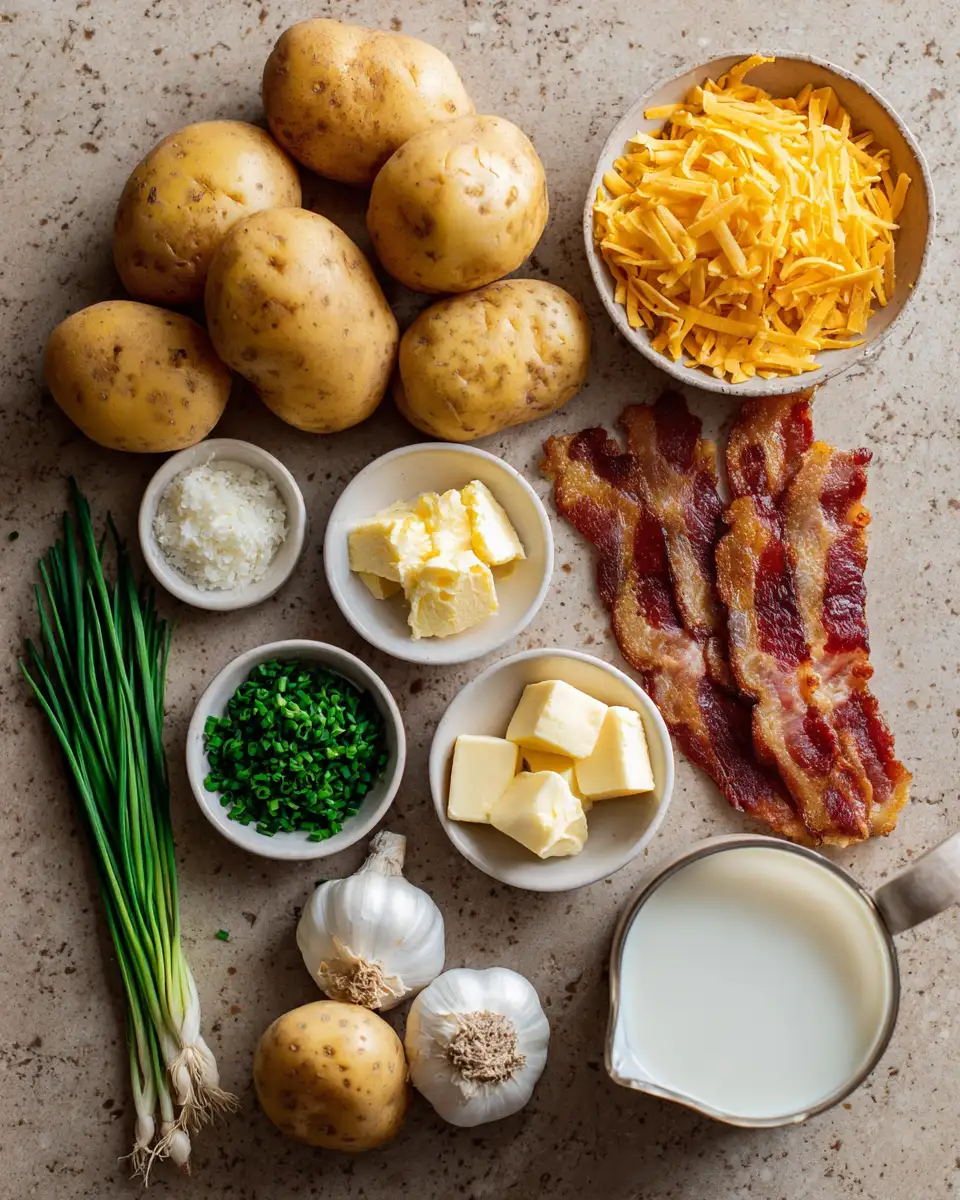 Ingredients for Irresistible Bacon and Cheddar Mashed Potatoes Recipe You Need to Try