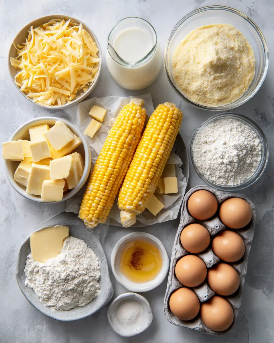 Ingredients for Irresistibly Creamy Cheddar Corn Spoonbread Recipe You Have to Try