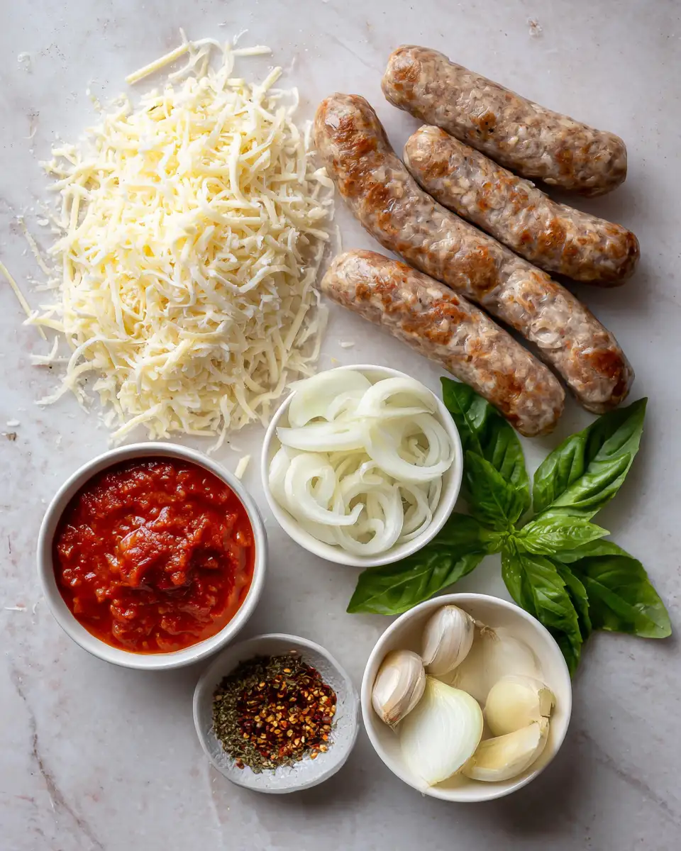 Ingredients for Irresistible Cheesy Baked Sausage Recipe You Need to Try