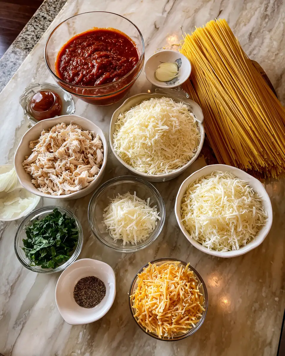 Ingredients for Ultimate Comfort Food Chicken Spaghetti Bake Recipe You Have to Try