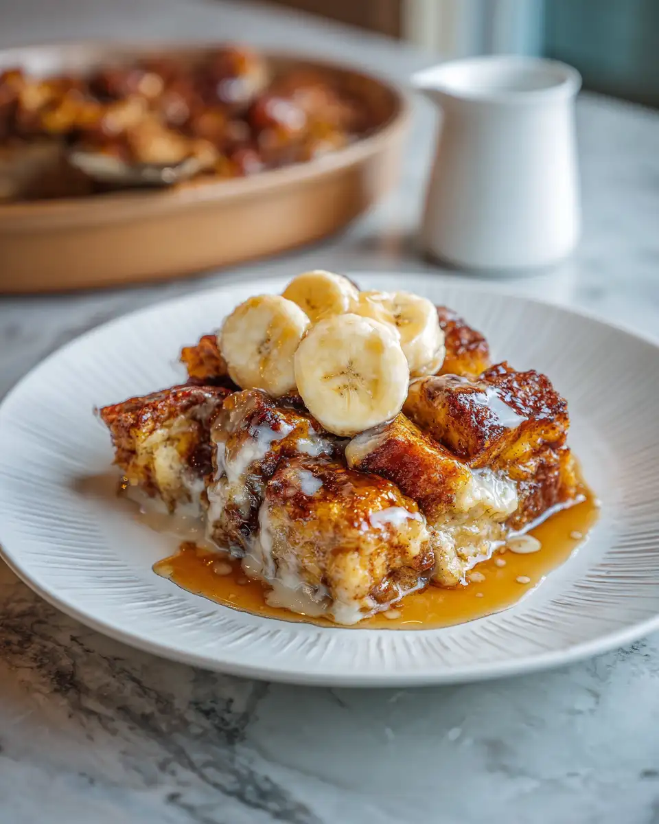 Final dish - Irresistible Cinnamon Roll Bread Pudding Recipe That Melts in Your Mouth