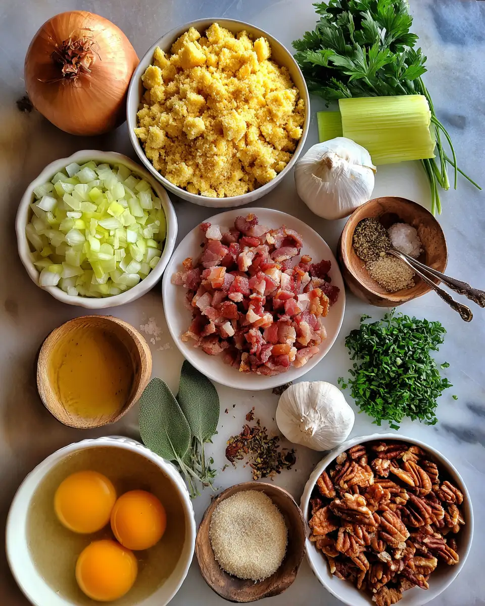 Ingredients for The Ultimate Cornbread Bacon Stuffing Recipe That Will Steal the Show