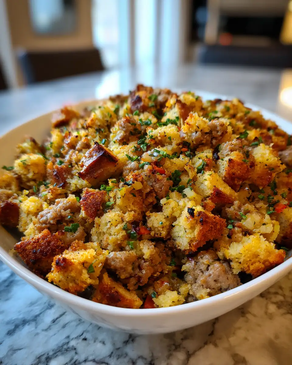Final dish - Irresistible Cornbread Sausage Stuffing Recipe That Will Steal the Show