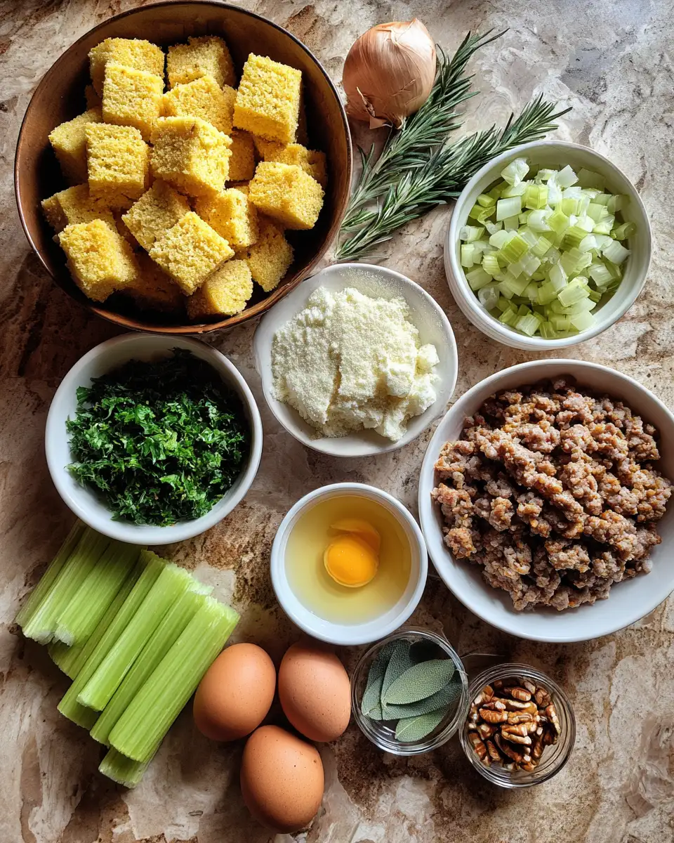Ingredients for Irresistible Cornbread Sausage Stuffing Recipe That Will Steal the Show