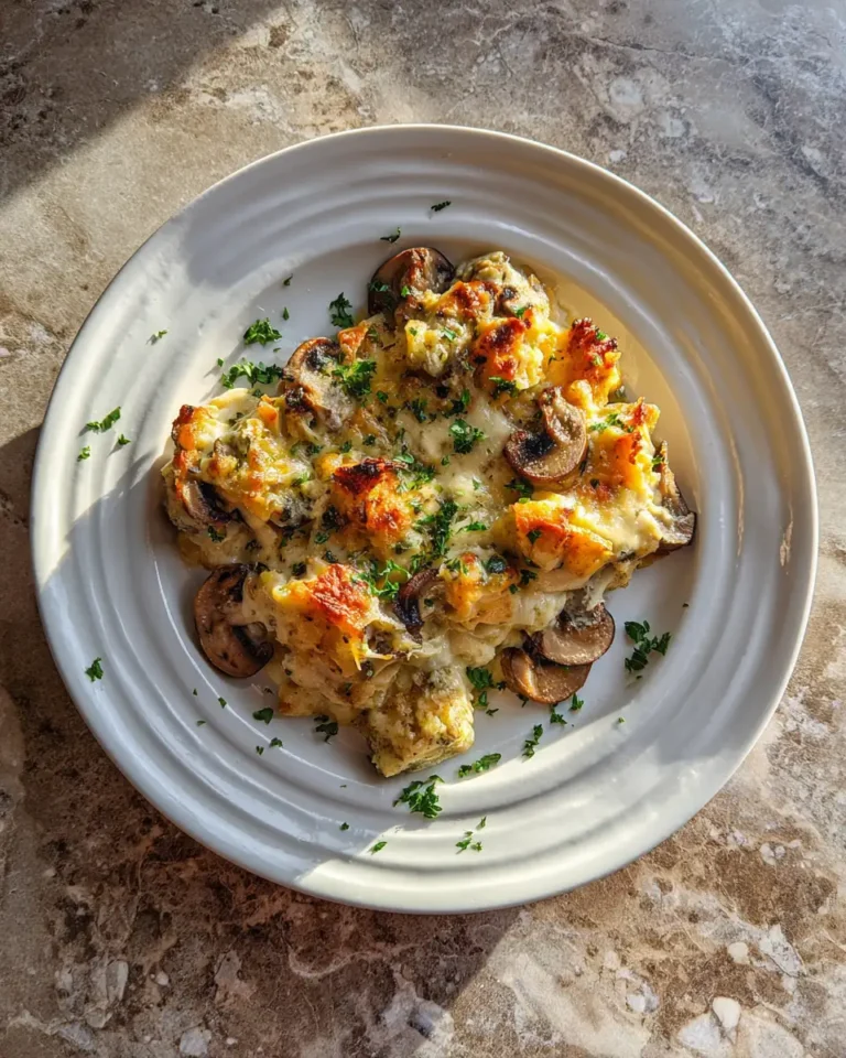 Ultimate Comfort Food Creamy Mushroom Herb Casserole Recipe - Featured Image