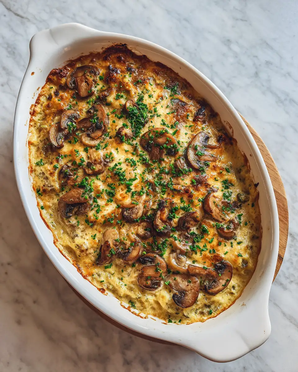 Final dish - Ultimate Comfort Food Creamy Mushroom Herb Casserole Recipe