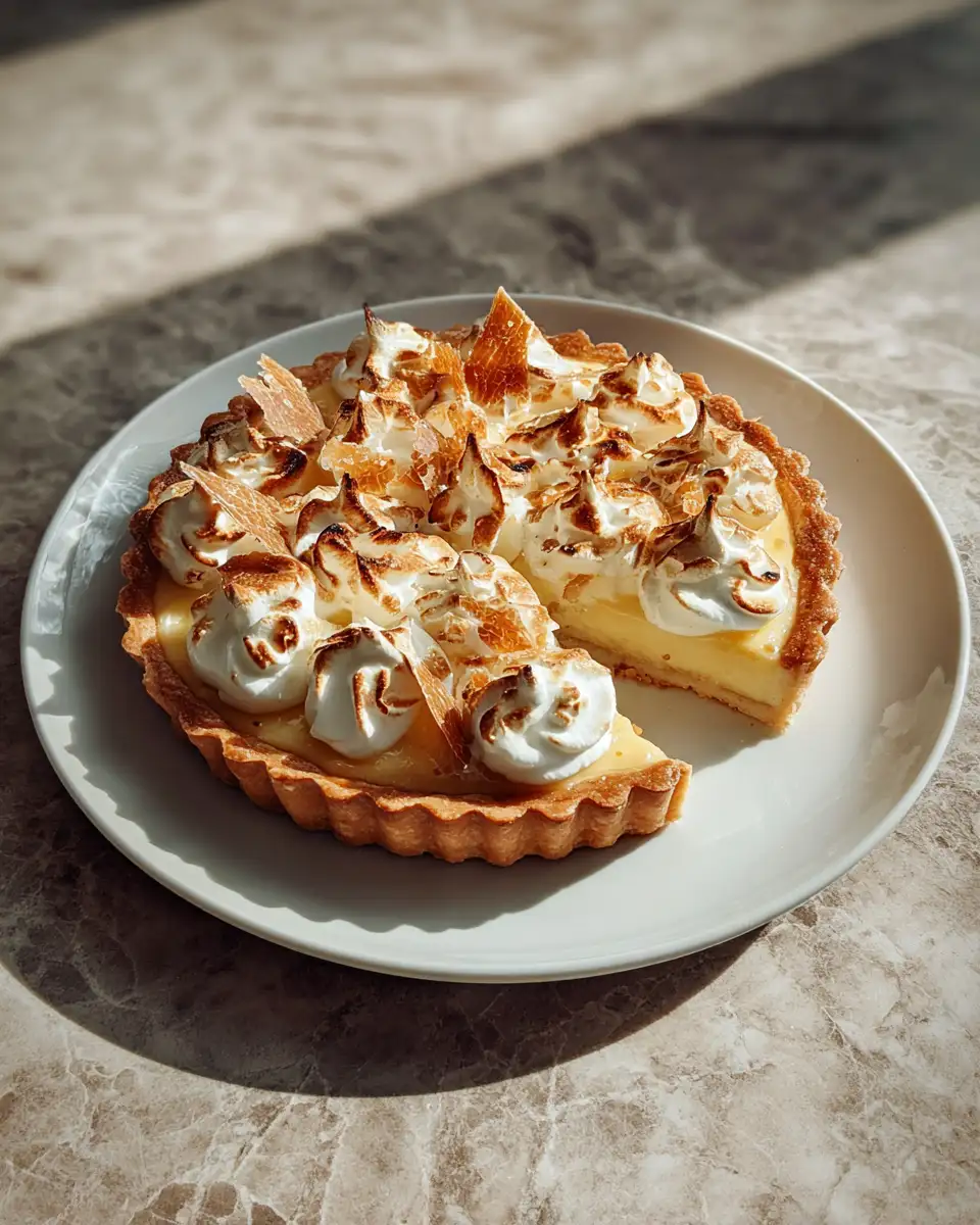 Final dish - Indulge in the Decadence of Eggnog Crème Tart with Caramel Shards