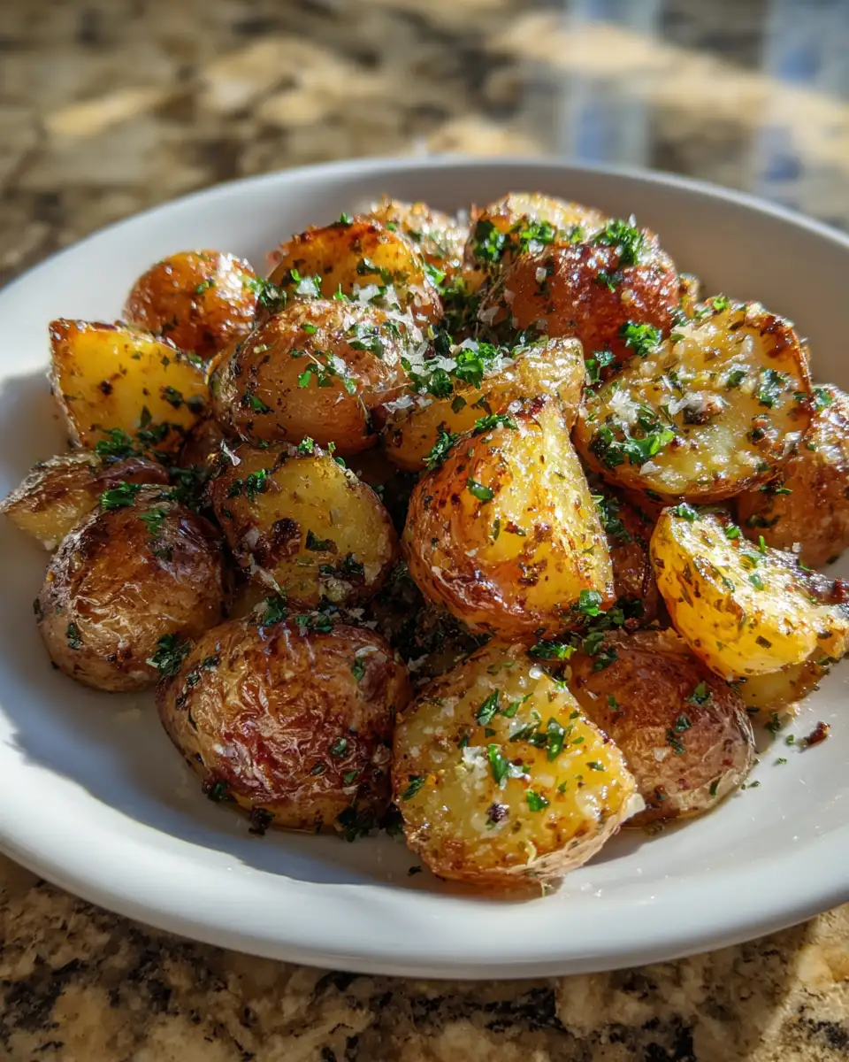 Final dish - Irresistible Garlic Butter Roasted Potatoes That Melt in Your Mouth